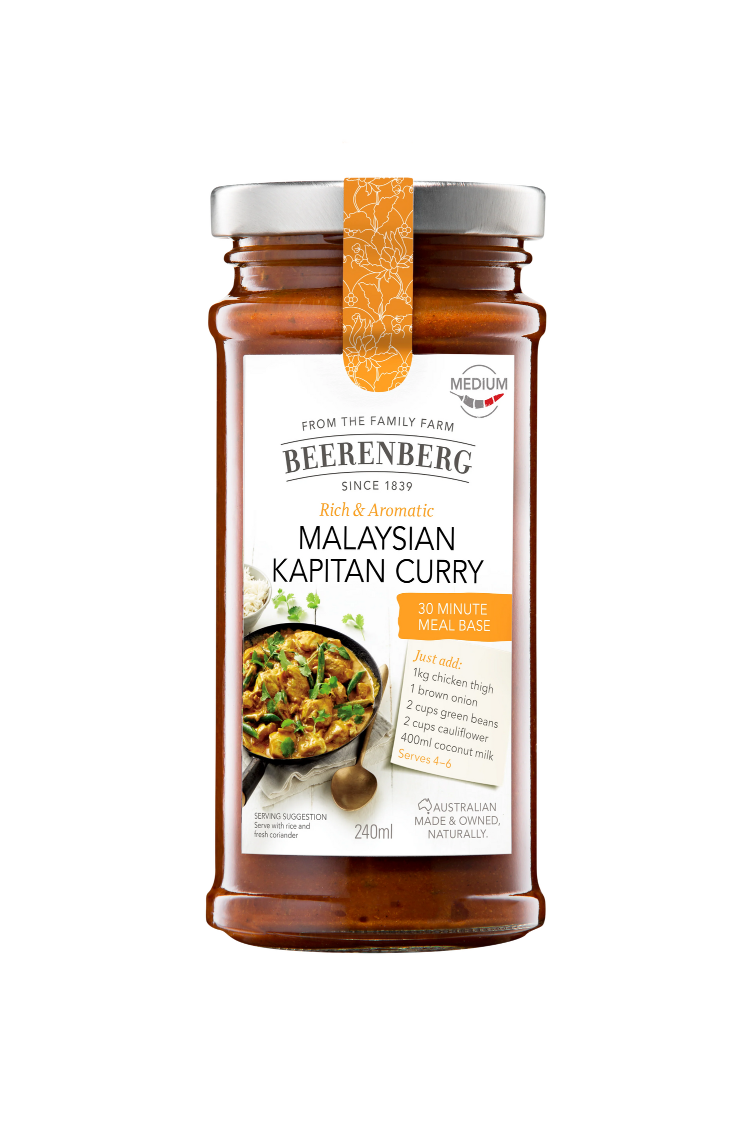 Beerenberg Malaysian Kapitan Chicken Curry Meal Base 240ml