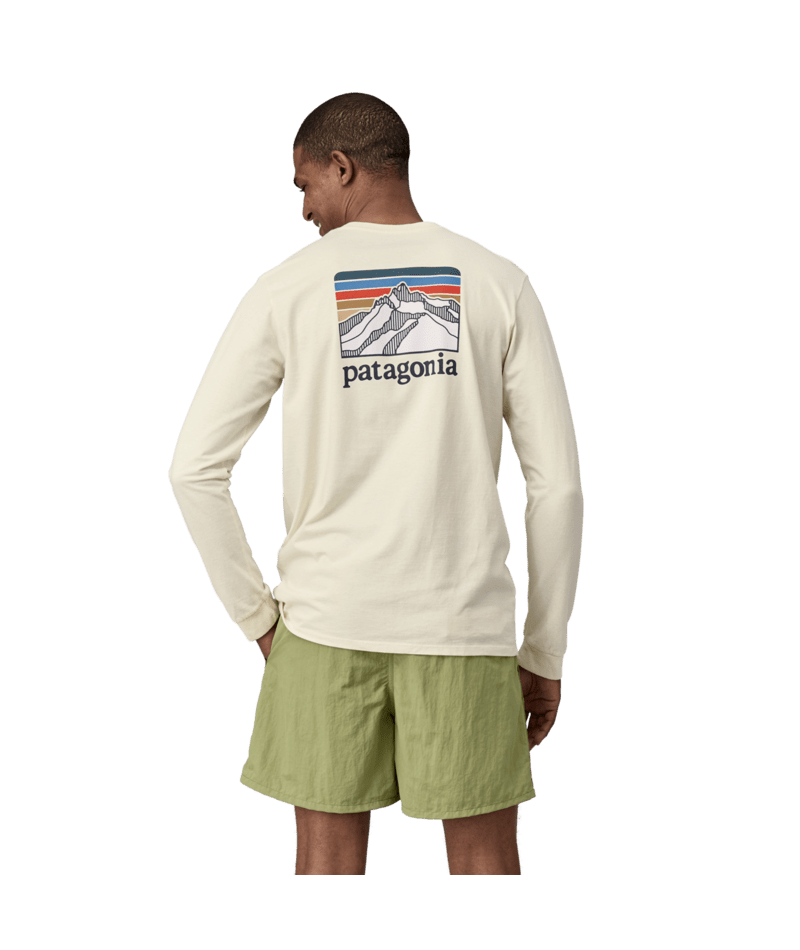 Patagonia Mens L/S Line Logo Ridge Responsibili-Tee Birch White