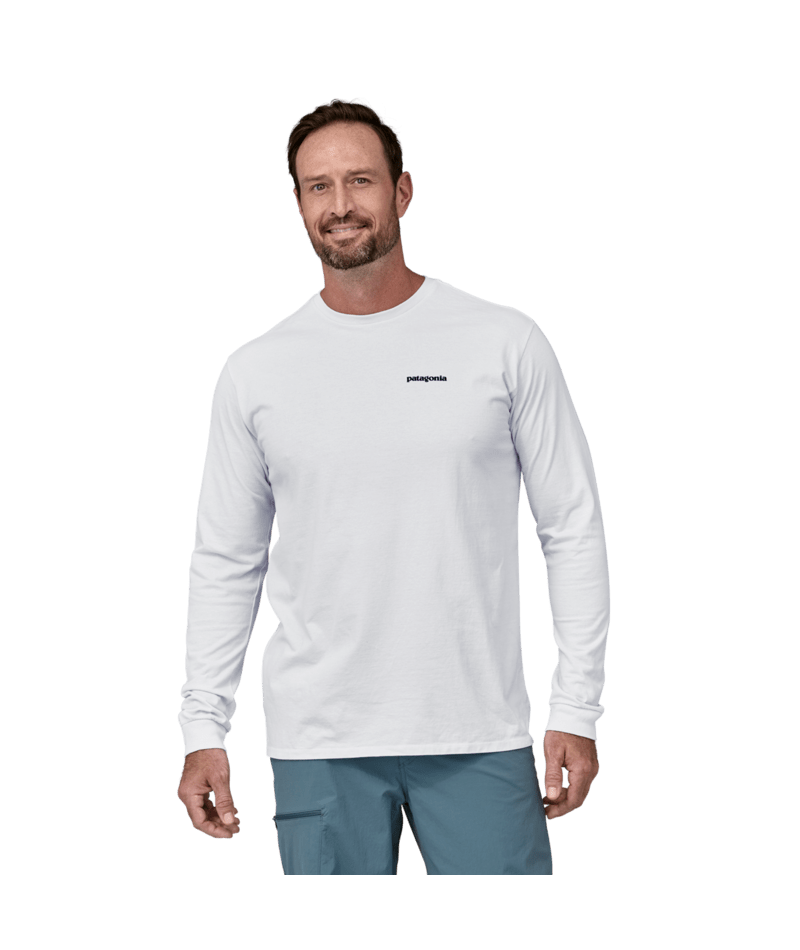 Patagonia Mens L/s P-6 Logo Responsibili-Tee White