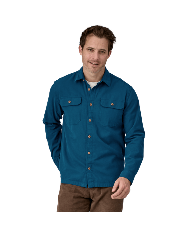 Patagonia Mens L/S Organic Cotton MW Fjord Flannel Shirt Lagom Blue