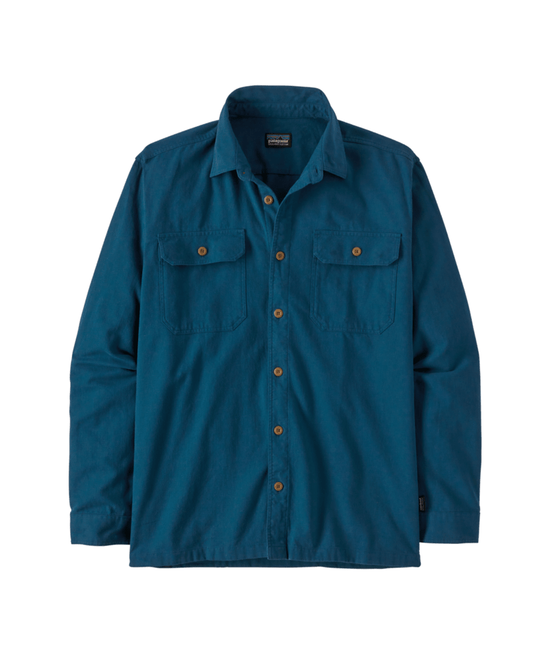 Patagonia Mens L/S Organic Cotton MW Fjord Flannel Shirt Lagom Blue