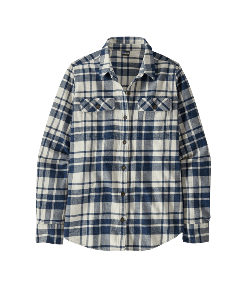 Patagonia Womens L/S Organic Cotton MW Fjord Flannel Shirt Ice Caps Dyno White