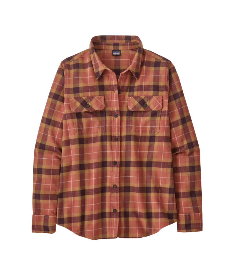 Patagonia Womens L/S Organic Cotton MW Fjord Flannel Shirt Burl Red