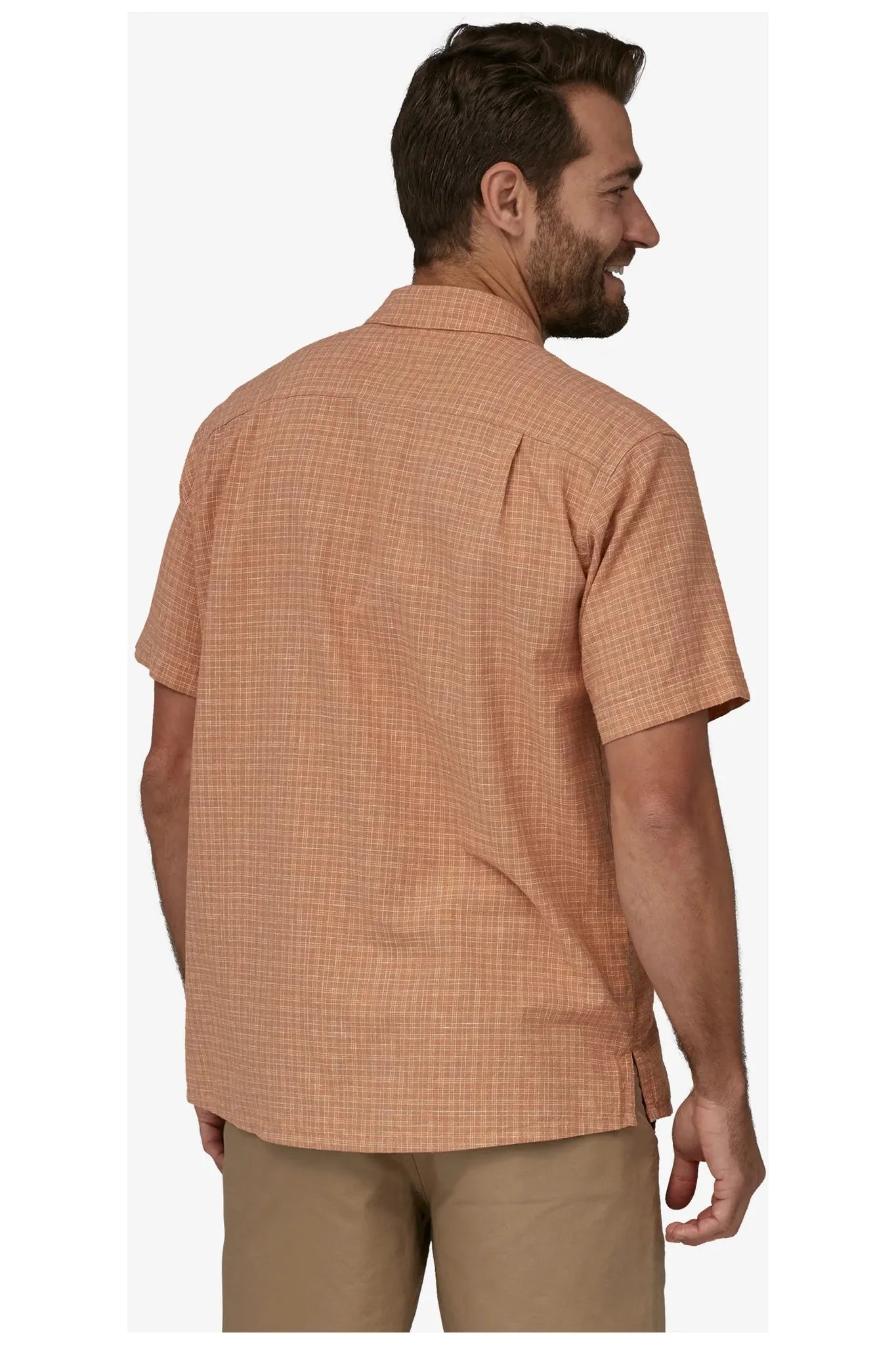 Patagonia Mens Back Step Shirt Rainfall Plaid Trip Brown