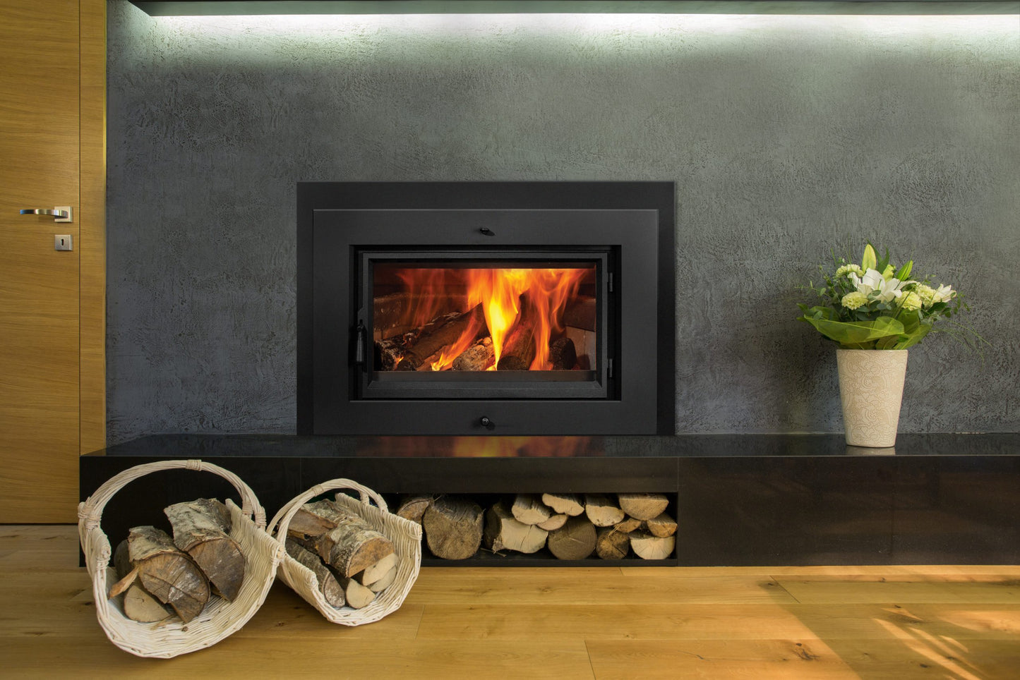 Lopi Flush Wood Large NexGen Firebox (Fan Included) Shadow Box Black Face