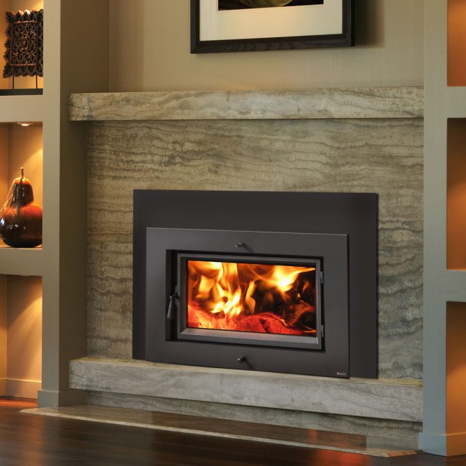 Lopi Flush Wood Medium NexGen Firebox (Fans Included) With Shadow Box Black Face with Trim