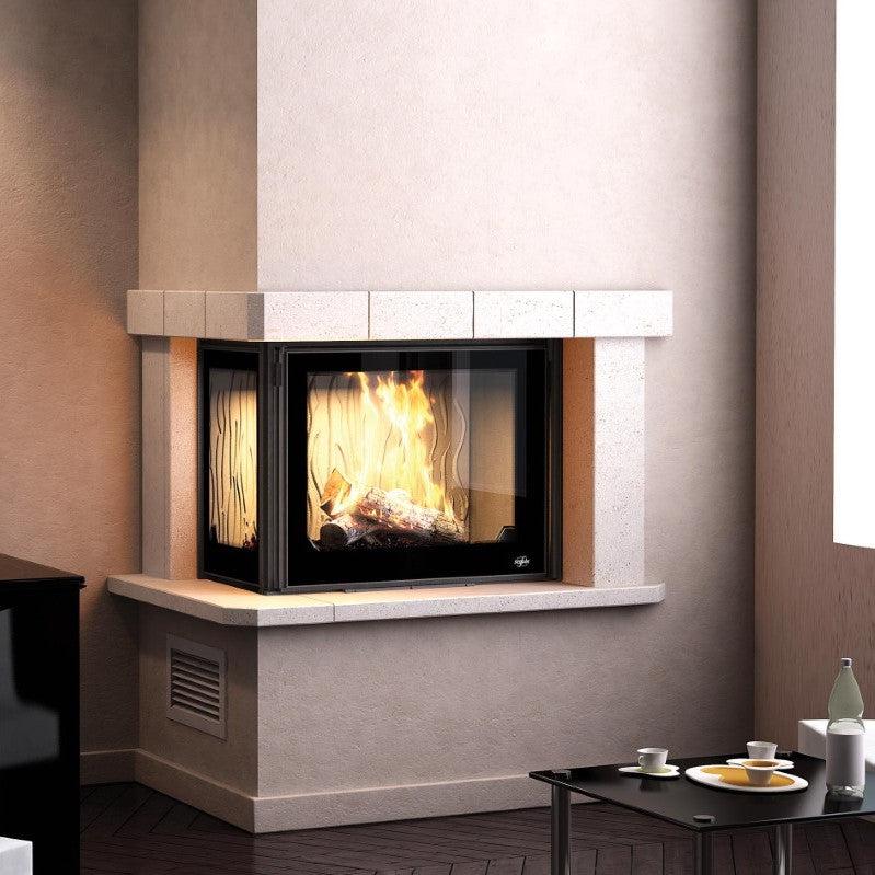 Seguin Europa 7 Cast Iron Fireplace - Left Sided Glass - Black Line Glass