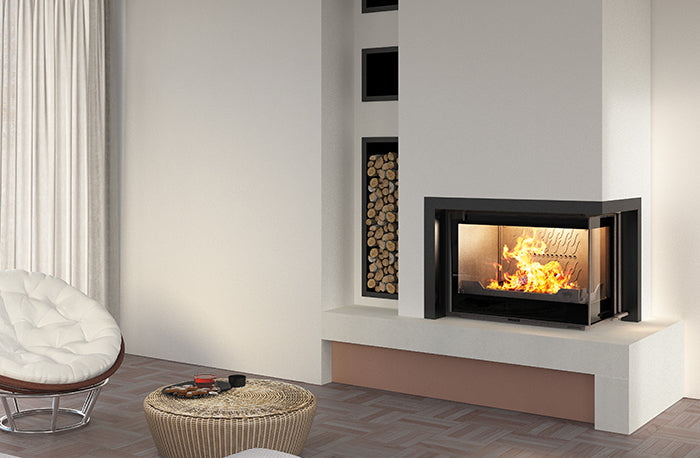 Seguin Europa 7 Cast Iron Fireplace - Right Sided Glass - Black Line Glass